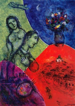 Marc Chagall Painting - Self Portrait with Bouquet contemporary Marc Chagall
